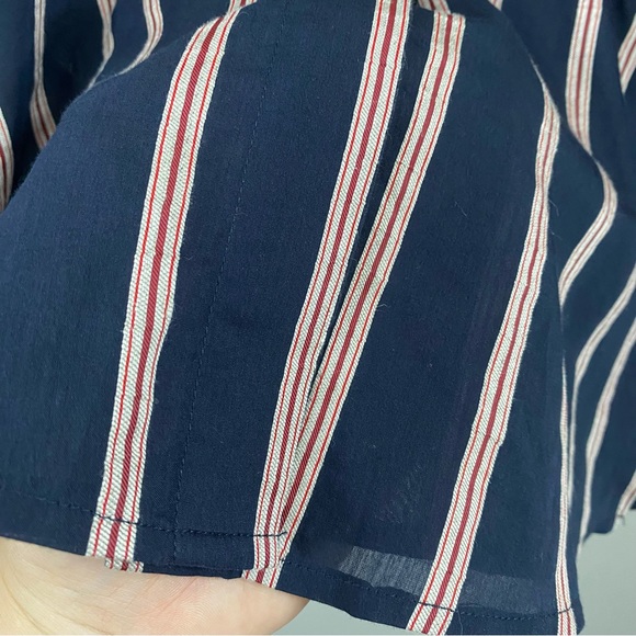 Vince Textured Striped Long-sleeve Button Up Linen Silk Blend Blouse size Small - Picture 5 of 14